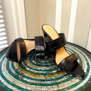 Black 2 strap wedge shoes